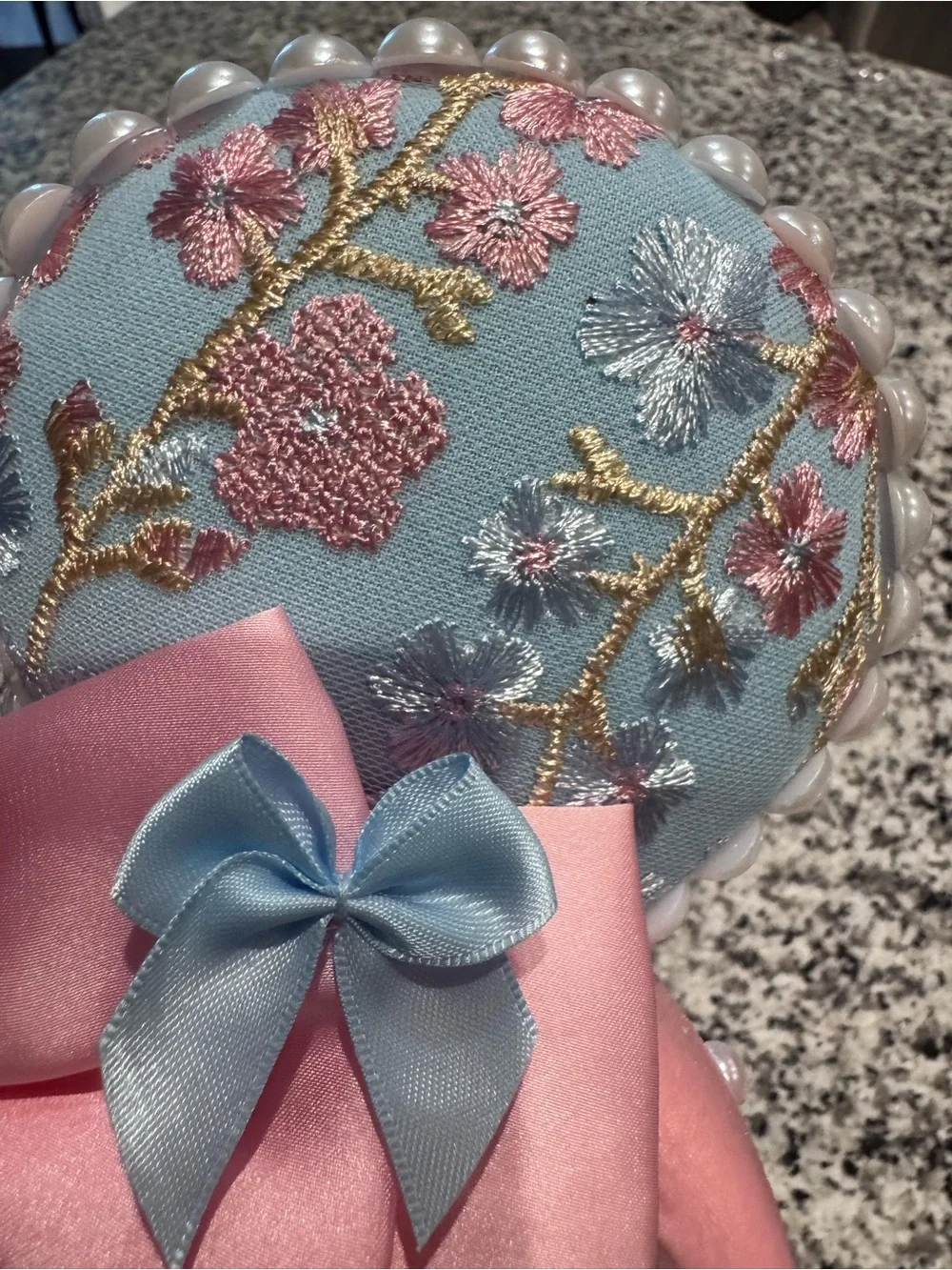 Love Shack Fancy Pink Mickey Mini mouse Ears Headband with Blue Accents